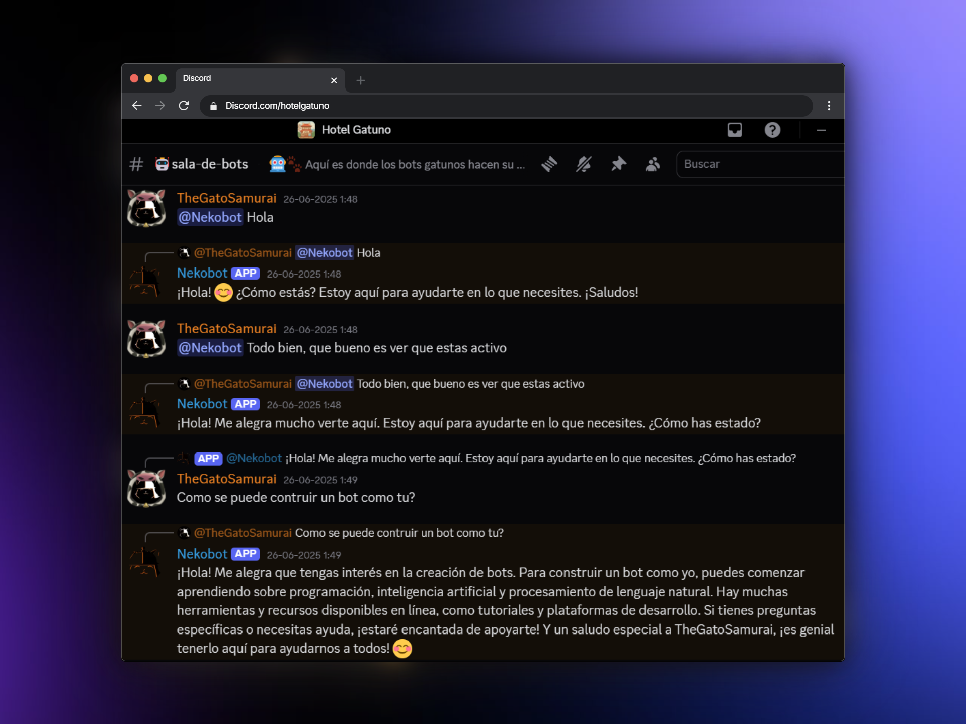 Screenshot del proyecto BotNeko - Admin Tool