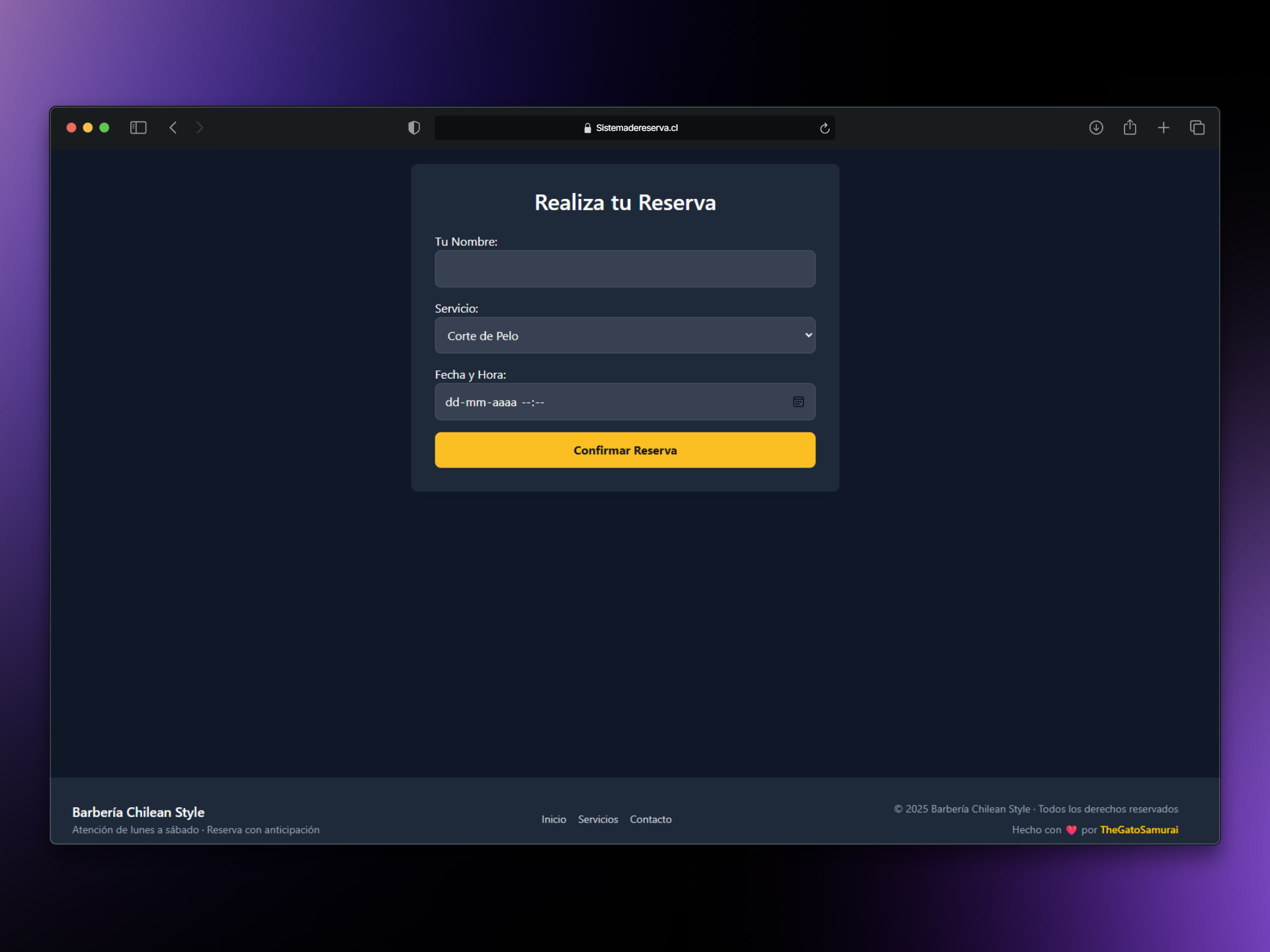 Screenshot del proyecto Sistema de Reservas Full Stack