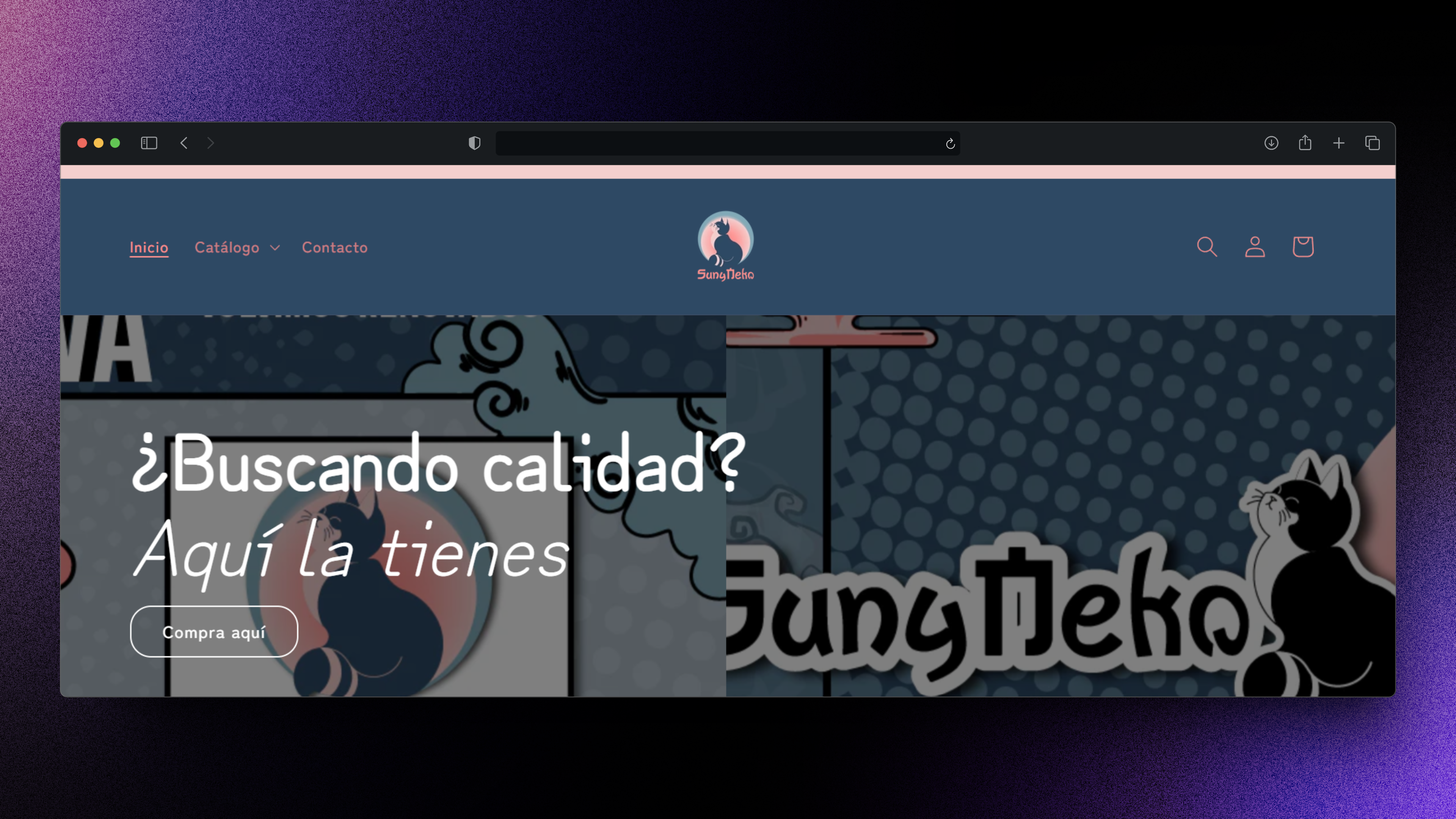 Screenshot del proyecto Sun y Neko Branding